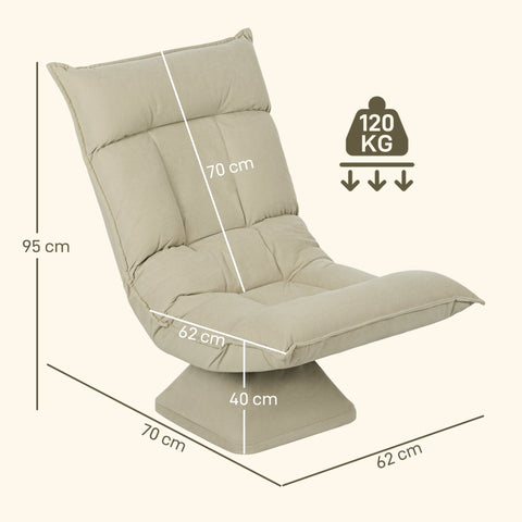 Rootz Floor Armchair - Lounge Chair - Rotatable Upholstered Seat - 5-Fold Adjustable Backrest - 62cm x 70cm x 95cm