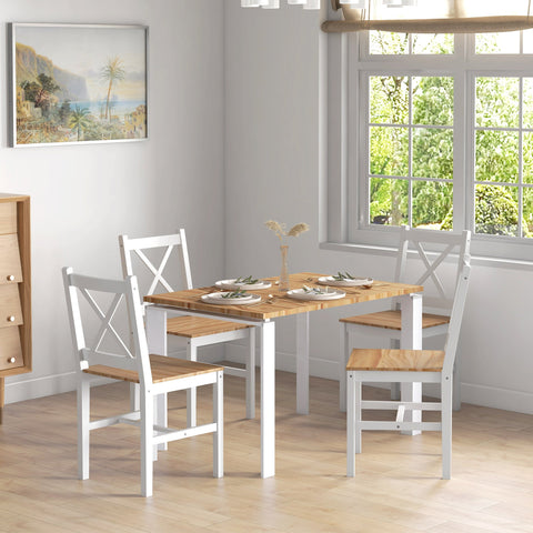 Rootz 4 Piece Dining Room Chair Set - Kitchen Chairs - Coastal Style - Sturdy Pine Wood - 41x46.5x86cm