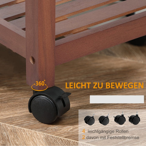 Rootz Keukentrolley - Mobiele Keukenwagen - Rollend Eiland - Voldoende opbergruimte - Hoogwaardig grenenhout - 85cm x 37cm x 85cm