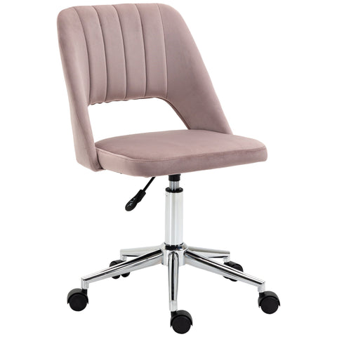 Rootz Office Chair - Ergonomic Swivel Chair - Rotatable Seat - Velvet Comfort - 49cm x 60cm x 79-91cm - Pink