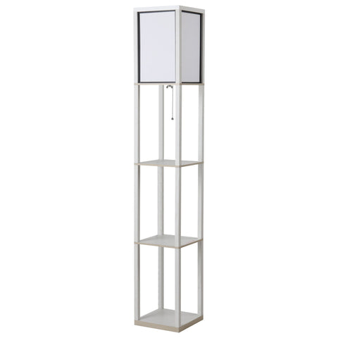 Rootz Shelf Floor Lamp - Storage Lamp - Lighting Fixture - Durable MDF - 26W x 26D x 160H cm