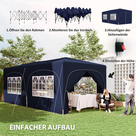 Rootz 3x6m Pop-up Gazebo - Garden Tent - Pavilion - UPF50+ UV Protection - Adjustable Height - 597cm x 300cm x 270cm