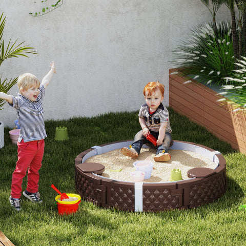 Rootz Sandpit Round Sandbox - Children's Play Sandbox - Kids Outdoor Sandpit - Weatherproof - Ø120 x 22h cm
