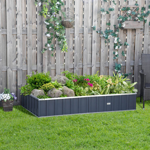 Rootz Raised Garden Bed - Modular Planter - Tool-Free Assembly - Encourages Root Growth - 174L x 90W x 30H cm - Corrugated Steel Anthracite