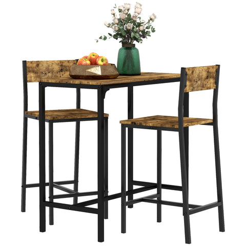Rootz 3-Part Bar Set - Standing Table Set - Tall Pub Table with Stools - Waterproof MDF - 89cm x 45cm x 87cm