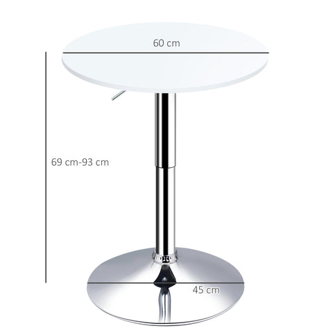 Rootz Round Standing Table - Height Adjustable Table - Rotatable Platform - Scratch Resistant - 60cm Ø x 69-93cm H