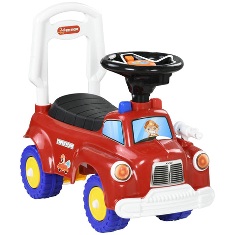 Rootz Fire Truck Walker for Kids - Push Vehicle - Baby Car with Music - Storage Space - 49cm x 24cm x 42cm