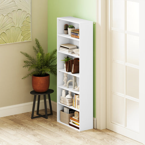 Rootz Bookshelf - Storage Unit - Shelving System - Adjustable Design - Chipboard Material - 60 x 24 x 158.5 cm - White Finish