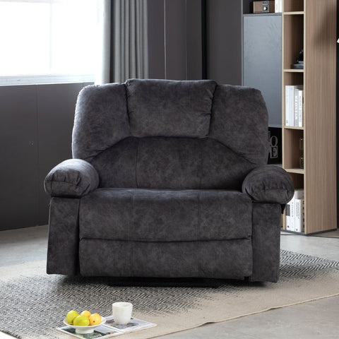 Rootz Extra Wide Manual Massage Chair - Gray Armchair - Recliner Seat - 8-Point Massage & Heating - 115L x 68W x 105H cm