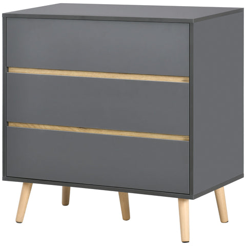 Rootz 3 Drawer Chest - Storage Furniture - Scandinavian Design - Space-Saving - 80cm x 40cm x 80cm Grey