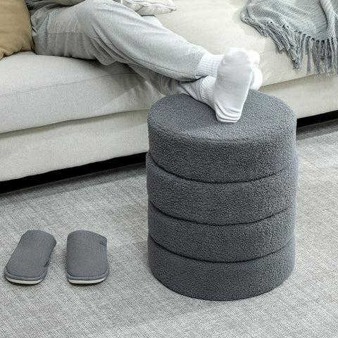 Rootz Round Stool - Ottoman - Footstool - Supports 120kg - Grey - Ø40 x 45H cm