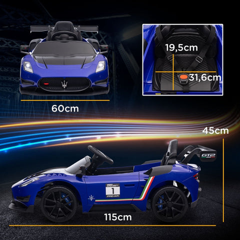 Rootz 12V Maserati GT2 Kids' Electric Car - Children's Sports Car - Ride-On Vehicle - Endless Fun - 115cm x 60cm x 45cm