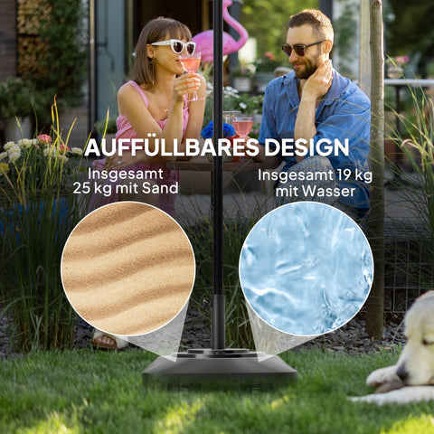 Rootz Garden Umbrella Stand - Parasol Base - Fillable Stand - Stability & Mobility - 48cm x 48cm x 32.5cm