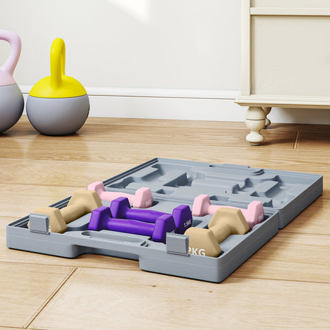 Rootz 6 Set Dumbbell - Steel Weights - Home Workout Benefits - 13x6x6cm to 16x7.5x6cm - Purple and Brown