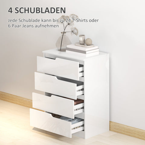 Rootz Modern Chest of Drawers - Wardrobe - Storage Solution - Tilt Protection - 60cm x 40cm x 85cm - High-Gloss White