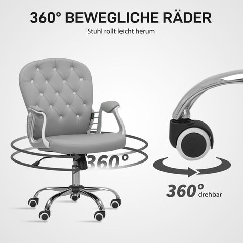 Rootz Ergonomic Office Chair - Desk Chair - Grey Seat - Padded Backrest for Comfort - 59.5cm x 60.103cm - Adjustable Height