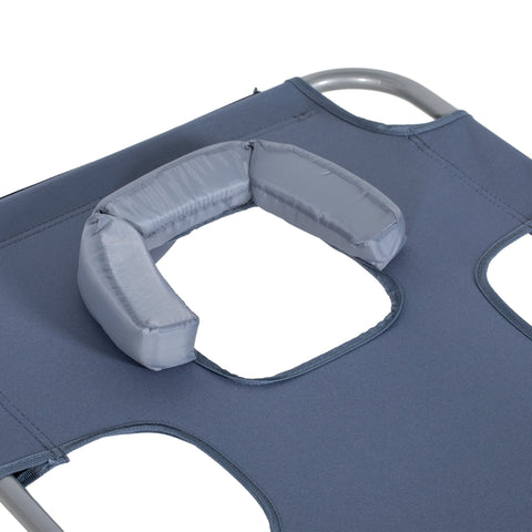 Rootz Garden Deck Chair - Sun Lounger - Massage Chair - Padded Facial Opening - Blue - 185cm x 55cm x 29cm