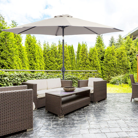 Rootz Garden Sunshade - Tiltable Parasol - Outdoor Umbrella - Optimal Sun Protection - Grey - 295cm Diameter x 250cm Height