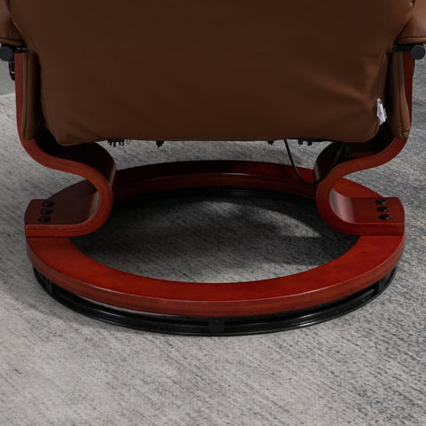 Rootz Recliner Chair - Swivel TV Chair - Faux Leather - 145° Tilting Backrest - 360° Rotating Base - Brown - 78cm x 87cm x 100cm