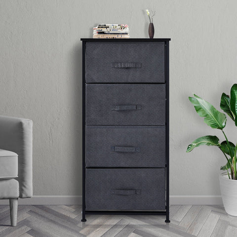 Rootz Drawer Cabinet Storage Cabinet - 4 Foldable Fabric Drawers - Chest of Drawers - Space Saver - 45cm x 30cm x 92cm