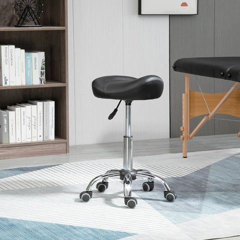Rootz Salon Stool - Office Stool - Faux Leather Stool - Height Adjustable - Ergonomic Design - 48cm x 48cm x 54-69cm