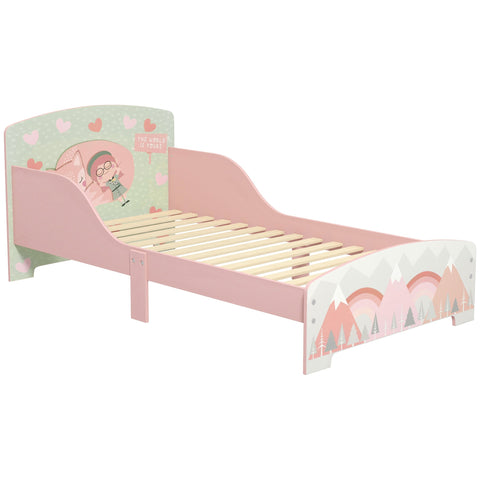 Rootz Pink Toddler Cot - Children's Bed - Kids Sleeping Bed - Safety Barriers - 143cm x 77cm x 60cm