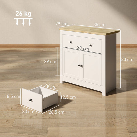 Rootz White Chest of Drawers - Sideboard - Storage Cabinet - Soft-Close Doors - 80cm x 35cm x 67cm