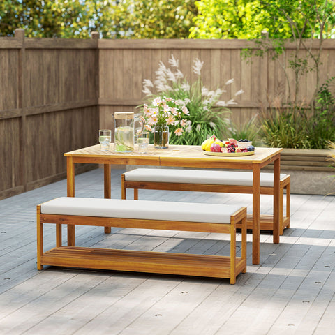 Rootz 3 Piece Garden Furniture Set - Outdoor Seating Set - Patio Dining - Brown - Comfortable Cushions - 150cm x 85cm x 75cm