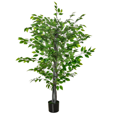 Rootz Artificial Ficus Tree - Art Plant - Realistic Appearance - Ever-Green & Easy Care - Plastic & Cement Pot - 135cm Height