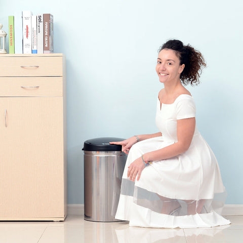 Rootz Stainless Steel Automatic Sensor Rubbish Bin - Touchless Trash Can - Motion Sensor Bin - Hygienic - Convenient - Stylish - Ø30.5 x H51.5 cm