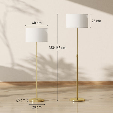 Rootz Floor Lamp Gold – Standing Lamp – Adjustable Height Lamp – Remote Control, Dimmable – Custom Lighting – Ø40 x 133-168H cm