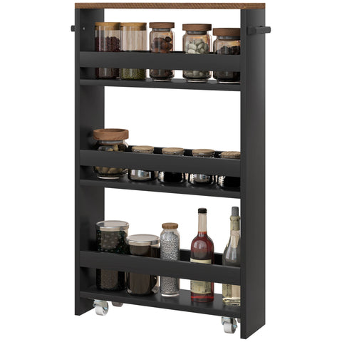 Rootz 3 Shelf Rolling Trolley - Mobile Cart - Storage Unit - Effortless Mobility - 51.5b x 13t x 80H cm