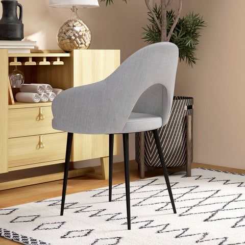 Rootz Upholstered Dining Chair - Minimalist Style - Gray and Black - Stain-Resistant - 56cm x 58.5cm x 84.5cm