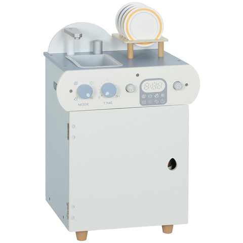 Rootz Scullery Set Wooden Dishwasher for Children – Kids Play Kitchen – Pretend Play – 32 Accessories – Promotes Creativity – 36x26x52cm – Blue