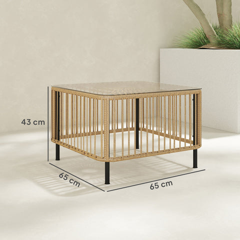 Rootz Poly Rattan Garden Table - Weatherproof Side Table - Quadratic Table - Durable Design - 65cm x 65cm x 43cm