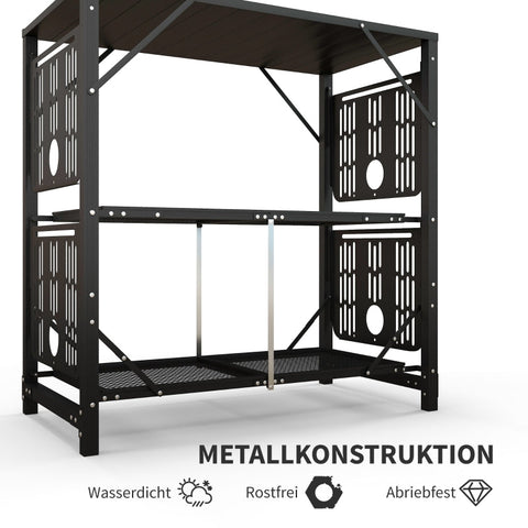 Rootz Camping Table - Picnic Table - Outdoor Kitchen Cabinet - Increased Storage - Compact and Portable - Durable Construction - 126cm x 44cm x 80cm - Black