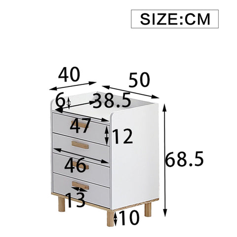 Rootz Chest of Drawers - Dresser - Storage Cabinet - Minimalist Design, Durable Build, 50x40x68.5cm - White & Natural Finish