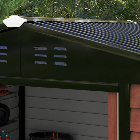 Rootz Metal Tool Shed - Garden Storage - Lockable Toolshed - Weatherproof & Rustproof - 240cm x 206cm x 198cm