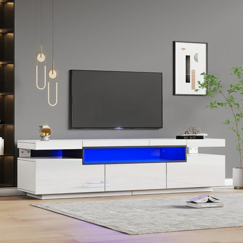 Rootz High-Gloss TV Cabinet - Media Console - Entertainment Center - LED Lighting - 160cm x 39cm x 42cm