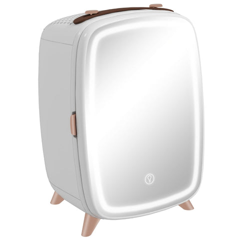 Rootz 6L Cosmetic Mini Fridge - Beauty Fridge - Skincare Cooler - Preserves Products - 24.3x19.4x35.6cm - Mirror & LED Lights