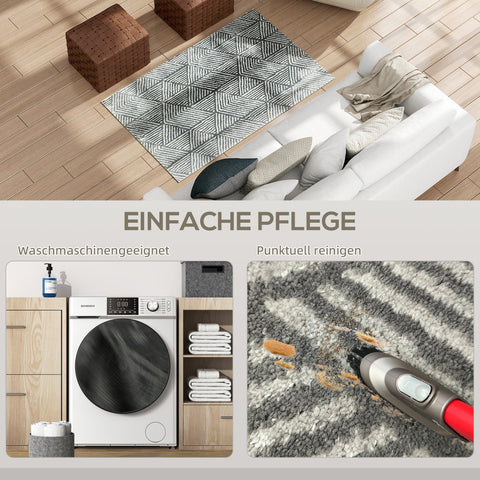 Rootz Living Room Carpet - Washable Lane Carpet - Modern Style Rug - Allergy-Friendly - 150 x 80 x 1.5 cm