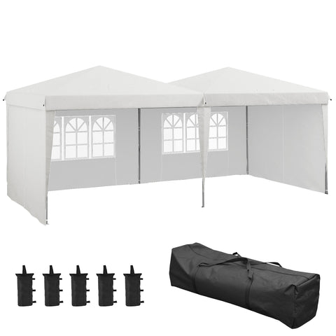 Rootz Folding Pavilion Tent - Outdoor Event Canopy - Height Adjustable Tent - UV Protection - 585cm x 295cm x 275cm