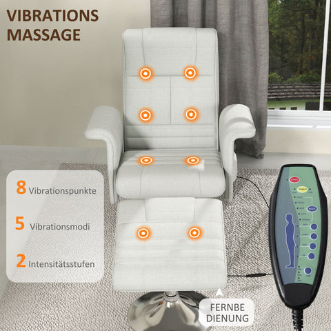 Rootz Massage Chair with Stool - Recliner - Relaxation Chair - 8-Point Vibration - 78cm x 95cm x 88cm