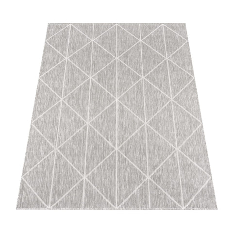 Flat-Woven Outdoor Rug – Scandinavian & Ethnic Diamond Pattern – Durable, Easy-Care, Versatile for Patio & Balcony