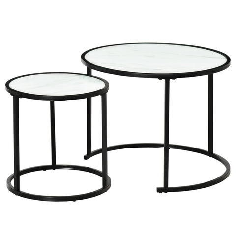 Rootz 2 Piece Side Table Set - Nestable Tables - Stackable Tables - Space-Saving Design - Ø60x46cm, Ø40x40cm