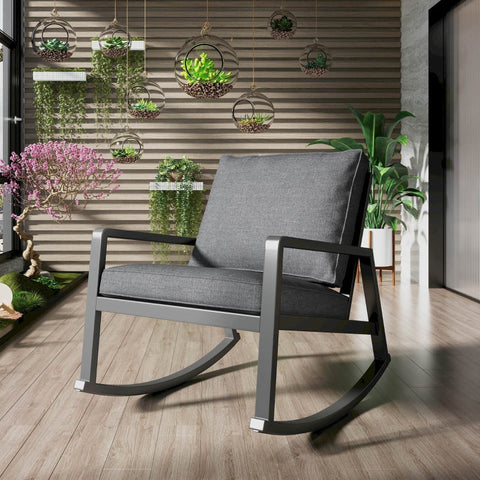 Rootz 3 Piece Outdoor Furniture Set - Patio Rocking Chairs - Modern Porch Seating - Superior Comfort - Chairs 59x94x74cm, Table 42x40x38cm