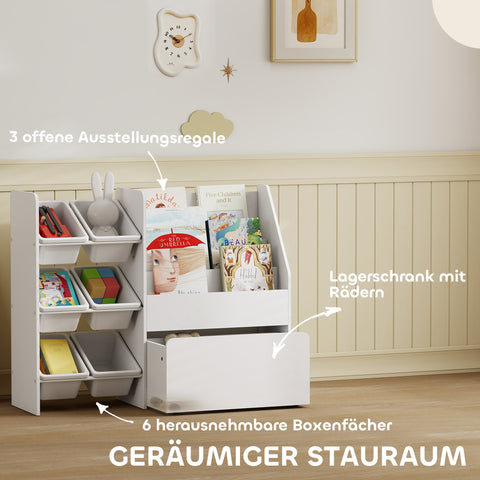 Rootz Toy Shelf - Children's Room Organizer - Kids Storage Rack - Promotes Independence - 100 x 30 x 80 cm, MDF, Steel, White