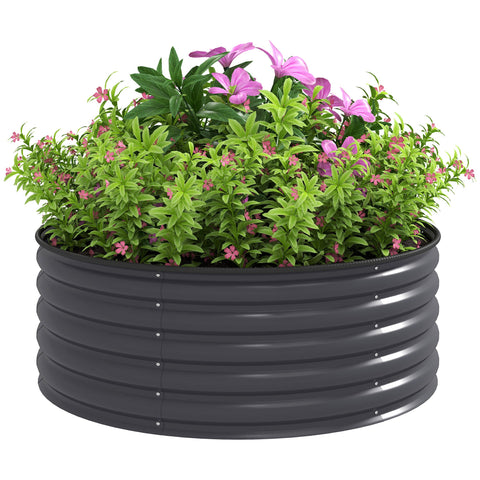 Rootz Raised Bed Galvanized Planters - Planting Box with Safety Edge - Durable Open Floor Design - 120 x 120 x 43 cm