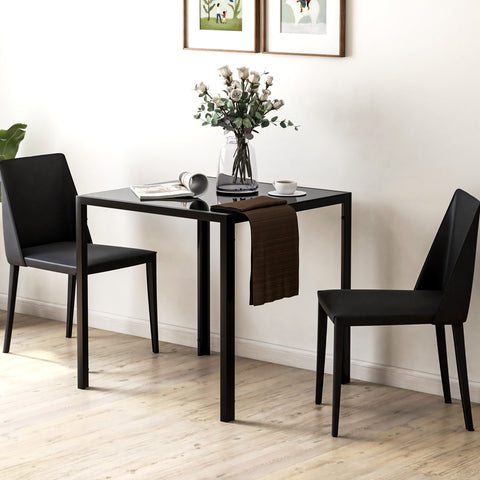 Rootz Dining Table - Kitchen Table - Tempered Glass - Elegant & Secure - 75cm x 75cm x 75cm Black