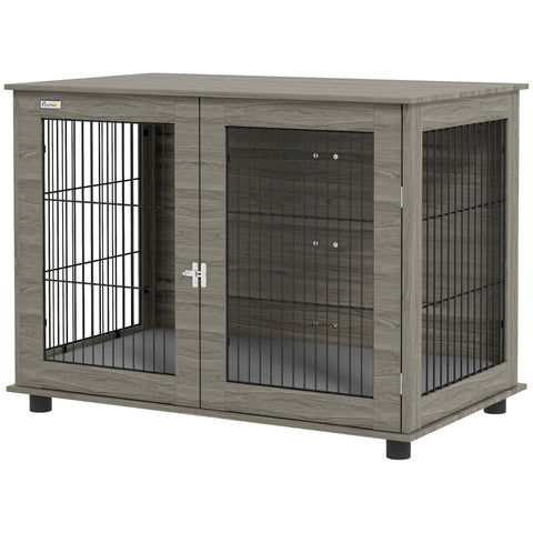 Rootz Dog Cage 2-in-1 Side Table - Pet Crate - Kennel with Lockable Door - Removable Cushion - 100 x 60 x 73.5 cm - Max 30kg Dogs